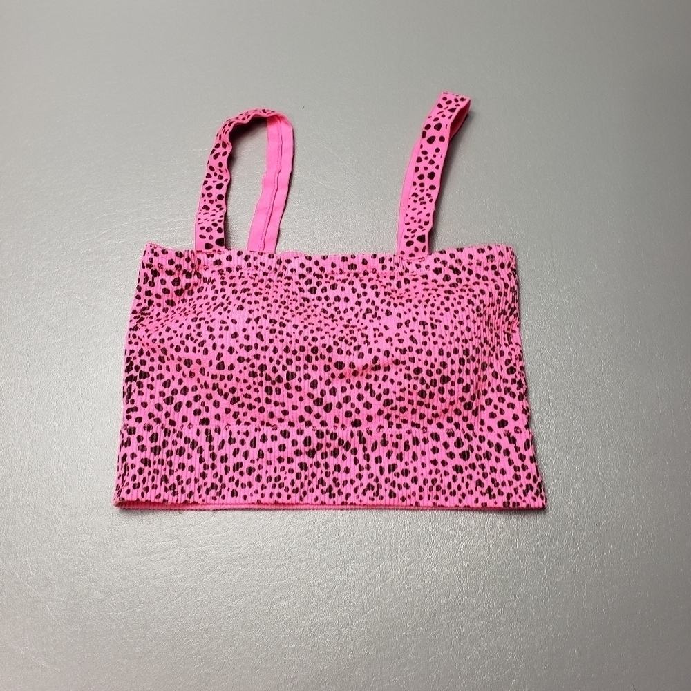 no boundaries pink and black crop top with padding women's size small